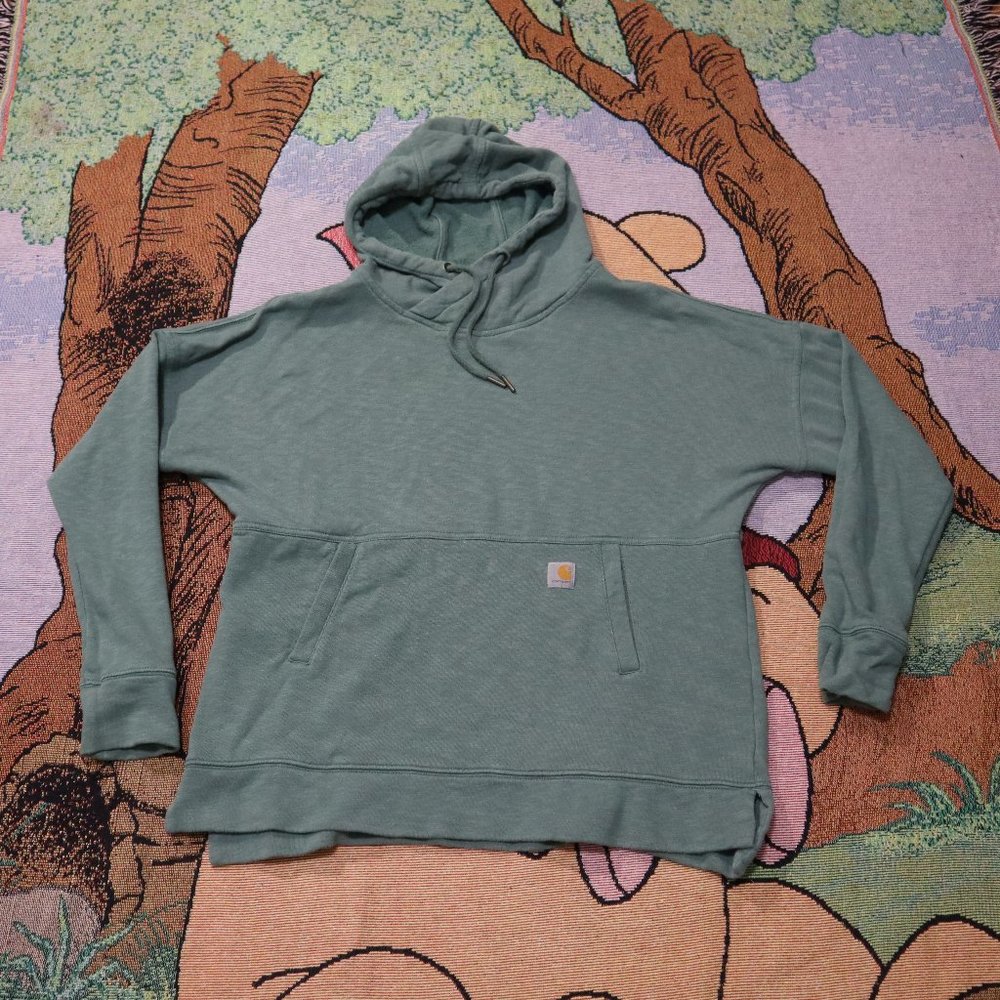 Carhartt Hoodie Women's Size Medium 8/10 Green Midweight Relaxed Fit